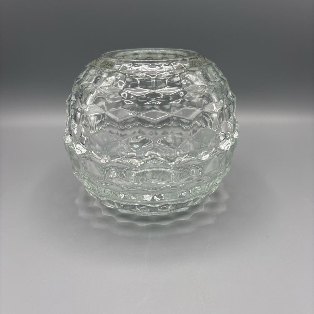 Fairy Lamp Light Cube Cubist Honeycomb Votive Candle Holder Facets Glass Vintage - Picture 3 of 5